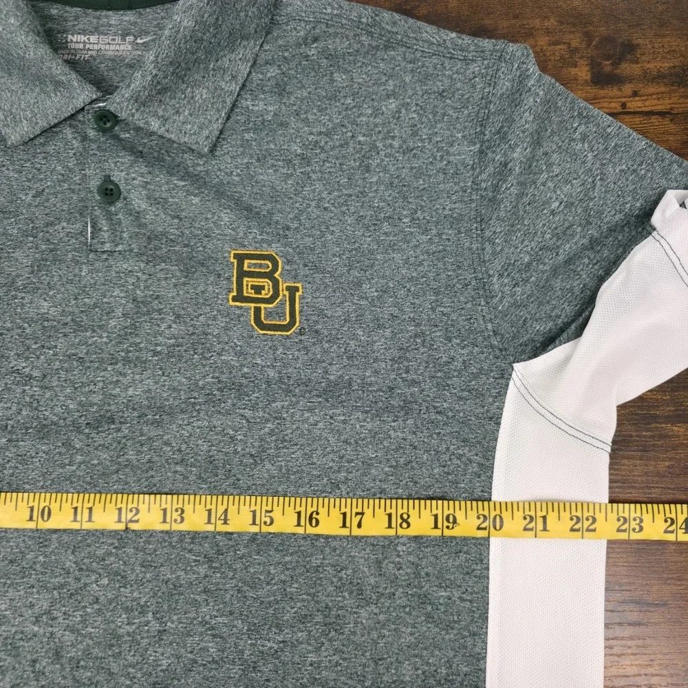 Nike Golf Tour Performance Baylor BU Bears Polo‎ Shirt Green Heathered Size M
